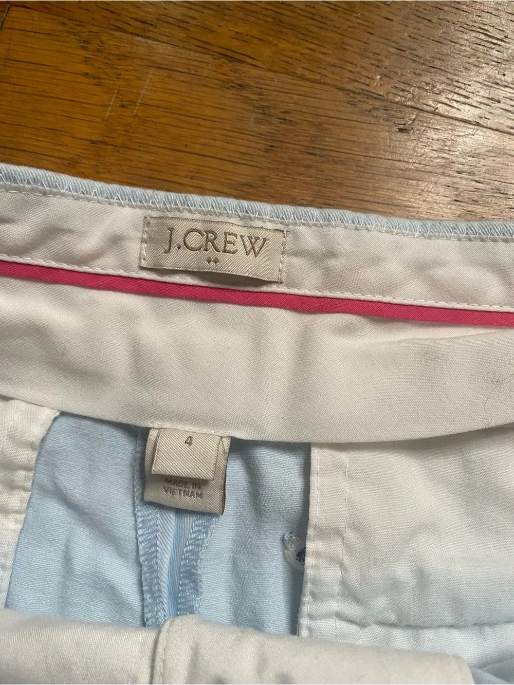J.Crew Light Blue Swan Embroidered Chino Shorts Size 4